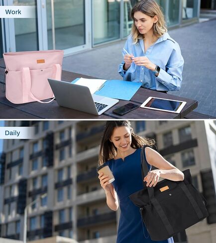 Travel Tote Bag, Multi Pocket Work Tote Bags for Women Fits 15.6'' Laptop Shoulder Bag with Zipper Shopping Bag in Saudi Arabia
