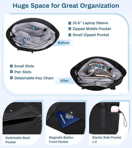 Travel Tote Bag, Multi Pocket Work Tote Bags for Women Fits 15.6'' Laptop Shoulder Bag with Zipper Shopping Bag in Saudi Arabia