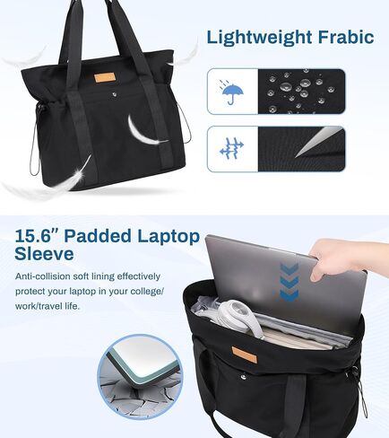 Travel Tote Bag, Multi Pocket Work Tote Bags for Women Fits 15.6'' Laptop Shoulder Bag with Zipper Shopping Bag in Saudi Arabia