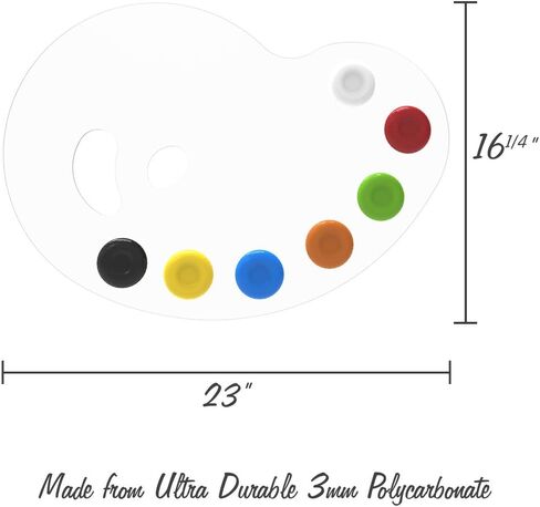 FUPM Art Supplies Large Clear Painter's Palette - 23" × 16.25" - Professional Durable Ergonomic Design for Acrylic and Oil Paints in Saudi Arabia