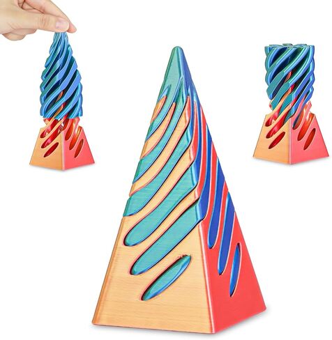 3D Printed Spiral Cone Fidget Toy,Impossible Cone Pyramid Passthrough Sculpture,Stress and Anxiety Relief Fidget Desk Toys(Green Blue) in Saudi Arabia