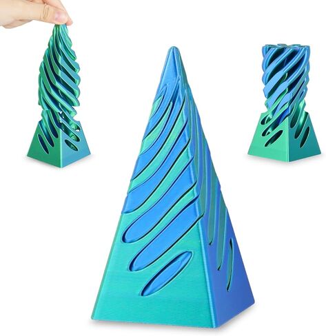 3D Printed Spiral Cone Fidget Toy,Impossible Cone Pyramid Passthrough Sculpture,Stress and Anxiety Relief Fidget Desk Toys(Green Blue) in Saudi Arabia