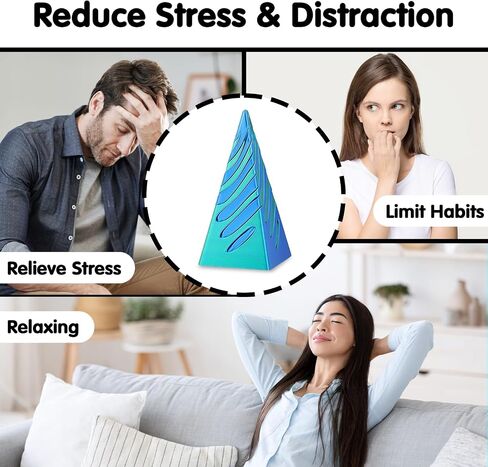 3D Printed Spiral Cone Fidget Toy,Impossible Cone Pyramid Passthrough Sculpture,Stress and Anxiety Relief Fidget Desk Toys(Green Blue) in Saudi Arabia