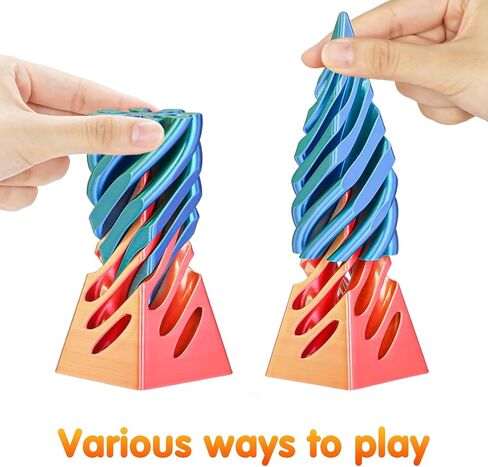3D Printed Spiral Cone Fidget Toy,Impossible Cone Pyramid Passthrough Sculpture,Stress and Anxiety Relief Fidget Desk Toys(Green Blue) in Saudi Arabia