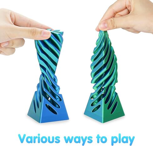 3D Printed Spiral Cone Fidget Toy,Impossible Cone Pyramid Passthrough Sculpture,Stress and Anxiety Relief Fidget Desk Toys(Green Blue) in Saudi Arabia