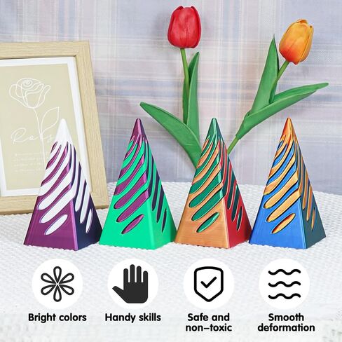 3D Printed Spiral Cone Fidget Toy,Impossible Cone Pyramid Passthrough Sculpture,Stress and Anxiety Relief Fidget Desk Toys(Green Blue) in Saudi Arabia
