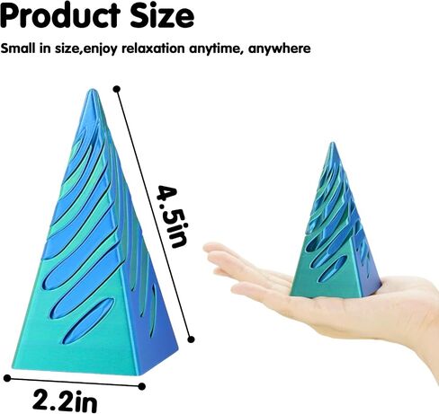 3D Printed Spiral Cone Fidget Toy,Impossible Cone Pyramid Passthrough Sculpture,Stress and Anxiety Relief Fidget Desk Toys(Green Blue) in Saudi Arabia
