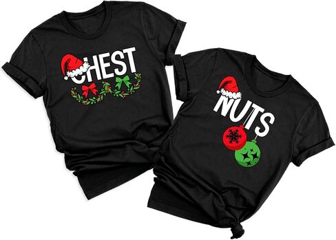 Christmas Shirts Couples Xmas Graphic Couples Christmas Tshirt Funny Holiday Couples Matching Outfit Sets in Saudi Arabia
