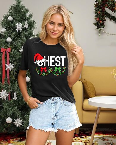 Christmas Shirts Couples Xmas Graphic Couples Christmas Tshirt Funny Holiday Couples Matching Outfit Sets in Saudi Arabia