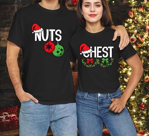 Christmas Shirts Couples Xmas Graphic Couples Christmas Tshirt Funny Holiday Couples Matching Outfit Sets in Saudi Arabia