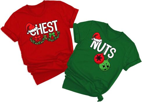 Christmas Shirts Couples Xmas Graphic Couples Christmas Tshirt Funny Holiday Couples Matching Outfit Sets in Saudi Arabia