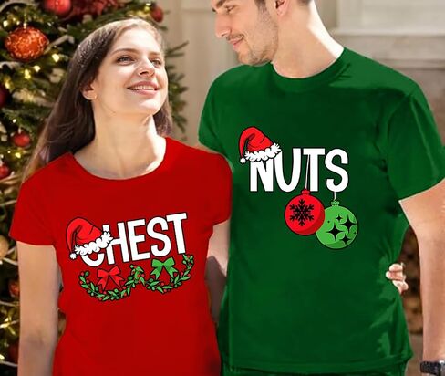 Christmas Shirts Couples Xmas Graphic Couples Christmas Tshirt Funny Holiday Couples Matching Outfit Sets in Saudi Arabia