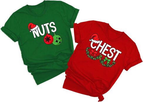 Christmas Shirts Couples Xmas Graphic Couples Christmas Tshirt Funny Holiday Couples Matching Outfit Sets in Saudi Arabia