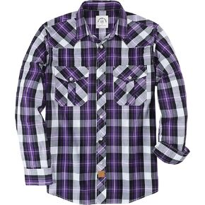 Dubinik® Pearl Snap Shirts for Men Long Sleeve Western Shirts for Men Vintage Casual Plaid Shirt Cowboy Shirts for Men