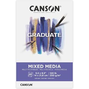 Canson Graduate Mixed Media Pad, Foldover, 11x14 inch, 20 Sheets | Artist Paper for Adults and Students - Watercolors, Mixed Media, Markers and Art Journaling