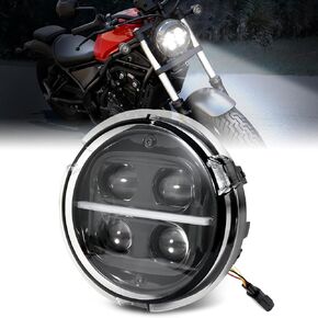 LED Headlight Assembly for Rebel CMX500 17-24, LED Headlight Headlamp Front Light Lamp with High Low Beam Daytime Running Lights for Honda Rebel CMX500 ABS SE 17-2024 Accessories