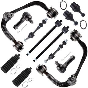 SCITOO 12pcs Front Upper Control Arms Kit Fit 2005-2008 For Ford For F-150 2006-2008 For Lincoln Mark LT w/Ball Joint Outer Inner Tie Rod End w/Boot Sway Bar Link