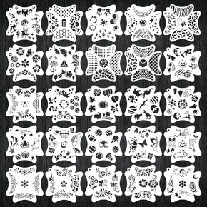 25 Sets Face Paint Stencils, Makeup Body Painting Stencils, 265 Pcs Flowers Plants Sports Animals Shapes Elements Face Tattoo Stencils for Party Holiday Halloween