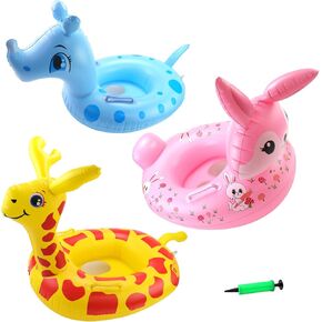 3 Pack Pool Inflatable Floats for Kids and Toddlers, Swim Floats Tube Rings, Beach Floaties, Swimming Toys, Lake and Beach Floaty Summer Toy
