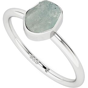 Natural Raw/Rough Fluorite Stackable Ring for Women in Sterling Silver, March Birthstone Jewelry Gifts for Her (Bezel-Set)