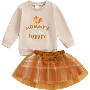Kayotuas Toddler Girl Thanksgiving Outfit Turkey Sweatshirt Sweater Tulle Tutu Skirts Kids Little Girls Thanksgiving Clothes