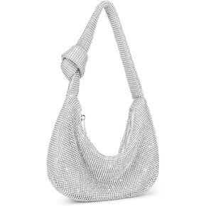 UBORSE Knotted Rhinestone Purse for Women Formal Evening Bag Wedding Clutch Purse Sparkly Prom Cocktail Party Handbag