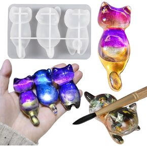 Wehous Cat Silicone Mold 3D Cute Cat Epoxy Resin Molds Keychain Jewelry Pendant Mold Animal Kitten Shape Mold for Resin Casting Concrete Plaster Art Craft DIY Candle Soap Wax Home Decor