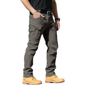 FLYFIREFLY Men's Cargo Hiking Pants Lightweight Waterproof Tactical Pants Outdoor Work Pants with Pockets(No Belt)