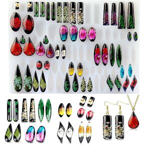 82-Cavity Resin Jewelry Molds, Jewelry Molds for Resin Casting, Round Tear Drop Shape UV Resin Mold,Earring, Necklace Jewelry Making Mold