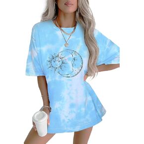 CSDAJIO Women's Casual Short Sleeve Loose Shirt Oversized T-Shirt Trendy Going Out Crew Neck Summer Graphic Tees