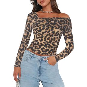 Women's One Off The Shoulder Top - Short Sleeve Ruched Going Out Crop Top Slim Fit Y2K T Shirt in Kuwait