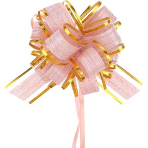 10Pcs Pull Bow Gift Wrapping, Christmas Gift Wrapping Ribbon Pull Bows Pull Bow Wrapping 4 Inches Pink Bows Flower Bows for Baskets Christmas Birthday Party Valentine's Day
