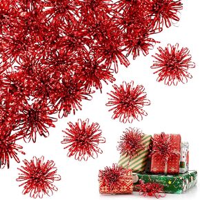 Yunlly 40 Pcs 4 Inch Christmas Self Adhesive Gift Bows, Multicolor Present Bows for Gift Wrapping Holiday Christmas Birthday Party Decoration Present (Gold)