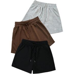 Milumia Women's 3 Pack Drawstring Elastic Waist Wide Leg Pajama Sleep Shorts