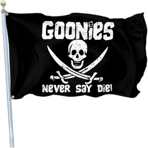 Never Say Die Flag 3x5 Ft Funny American Pirate Flag for Boat Room Guys College Dorm Office Bedroom Meme Flag Man Cave Wall Art Decor Banner Tapestry Gifts