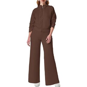 SuperPrity Women 2 Piece Outfits Sweatsuits 2024 Fall Zip Up Hoodie Sweatshirt Sweatpants Tracksuit Matching Sweat Lounge Set