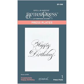 Spellbinders Copperplate Happy Birthday Press Plate, Metal