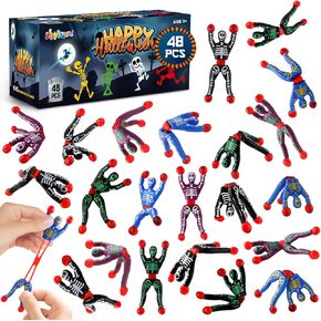 48Pcs Halloween Party Favors for Kids, Halloween Party Favors Bulk with Sticky Toys,Stretchy Sticky Toys for Halloween Bags Party Favors, Halloween Goodie Bag Fillers Trick or Treat Toys for Kids