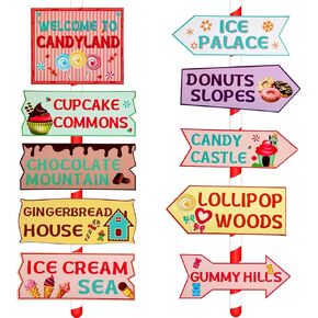 20 Pieces Candyland Party Decorations Candyland Trunk or Treat Car Decorations Kit Candyland Backdrop Signs for Halloween Christmas Party Decor (Cardstock)
