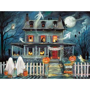Bits and Pieces - 1000 Piece Jigsaw Puzzles for Adults - ‘Enter If You Dare’ - Haunted House Halloween 1000 pc Jigsaw by Artist Ruane Manning - 20" x 27"