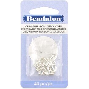 Beadalon 40-Piece Crimp Silver Plate Stretch Cord, 1.0mm