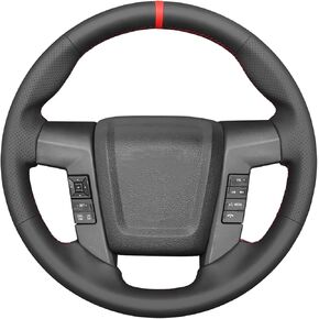Black Suede Genuine Leather Custom Fit Car Steering Wheel Cover for Ford F-150 F150 SVT Raptor 2010 2011 2012 2013 2014 Accessories