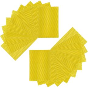 20Pcs Beeswax DIY Candle Making Kit, Natural Beeswax Honeycomb Sheets for Candle Making Beekeeping, Beehive Wax Foundation Sheets Candle Rolling Kit for Beeswax Sheets & Decorations (132 x 90 mm)