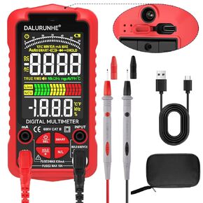 Auto Digital Multimeter Smart Measurement USB Charge Electric Voltmeter with 9999 Counts TRMS Measures AC/DC Voltage Current,Resistance,Capacitance,Frequency and Continuity Multimetro Testers