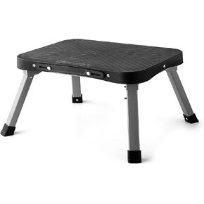 11" Step Stool, Non-Slip 16x12 Large Platform Sturdy Folding Step Stools, Metal Fram, Portable Compact 1-Step Ladder for Kids Adults Seniors at Indoor Outdoor (11 inch, Black)