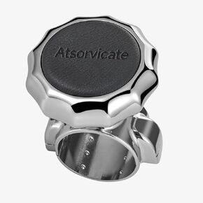 Steering wheel knob spinner metal steering wheel rotary for suicide rotary knob stable and durable power handle with suitable for cars, trucks, tractors, lawn mowers, forklifts ,boats (black cowhide)