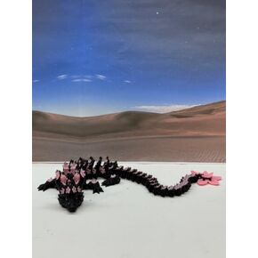 3D Printed Dragon, 12"" Black and Pink Articulated Cherry Blossom Dragon, Fidget ADHD, Autism, Relief Anxiety Dragon Toy D028-DR
