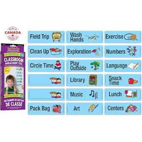 Easy Daysies Daily Visual Schedule Chart with 18 Reusable Dry Eraser Magnetic Cards for Preschool/Kindergarten, Primary Elementary School, and Home Activity | for Kids with Autism and Special Needs