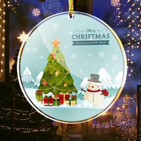 Merry Christmas Decorative Hanging Ornaments with Gift Box, Hanging with My Christmas Tree 2024, Crystal Ornaments for Christmas Trees Winter New Year, Glass Home Decor Gifts