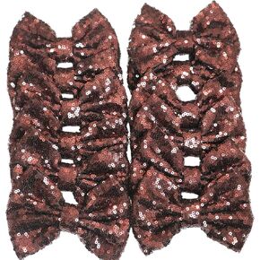 CLGIFT Fabric Hair Bows, Set of 12 Sequin Bows 5 Inches - Large Glitter Bows, DIY Hair Bows - No Clips (Silver) in Kuwait